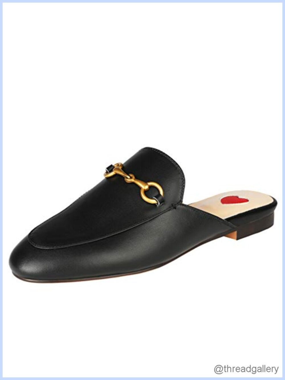 Genuine Leather Mules for Women Pointed Toe Slip-On Flats with Gold Chain